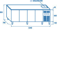 Comptoir réfrigéré RC 4100LV - GN1/1 (AVEC ÉVIER) - Cool Head 2240x700x850 mm 630 L 353 W Coolhead - vue 6 - Tour Réfrigéré pro CHR - Cuistéo