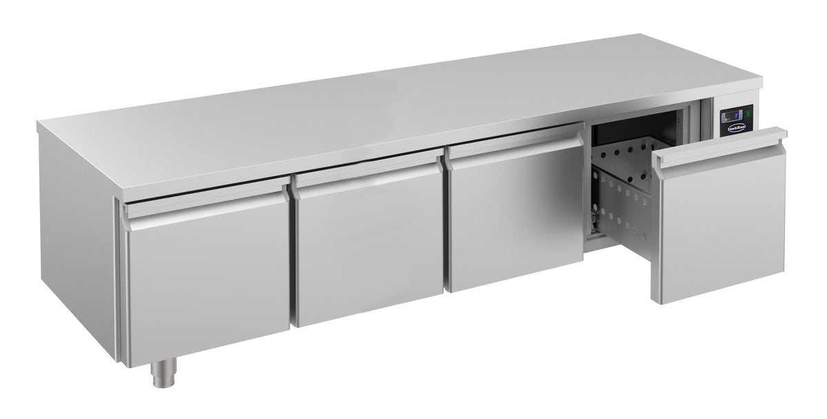 Table réfrigérée 600 haute 4 tiroirs inox 2130x700x600 mm 360 L 0.35 kW Combisteel - Soubassement Réfrigéré professionnel CHR - matériel cuisine pro - Cuistéo
