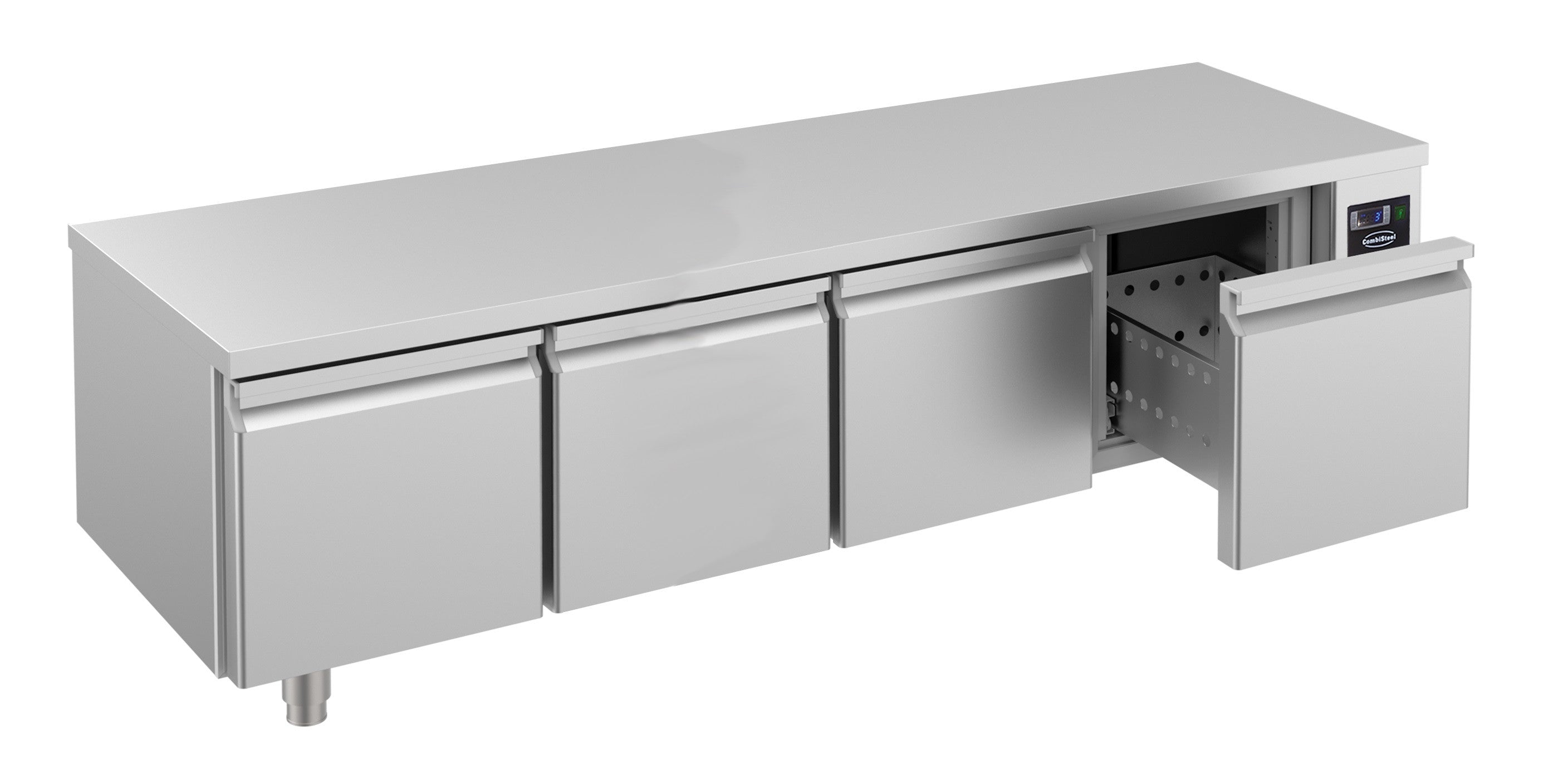 Table réfrigérée 600 haute 4 tiroirs inox 2130x700x600 mm 360 L 0.35 kW Combisteel - Soubassement Réfrigéré professionnel CHR - matériel cuisine pro - Cuistéo