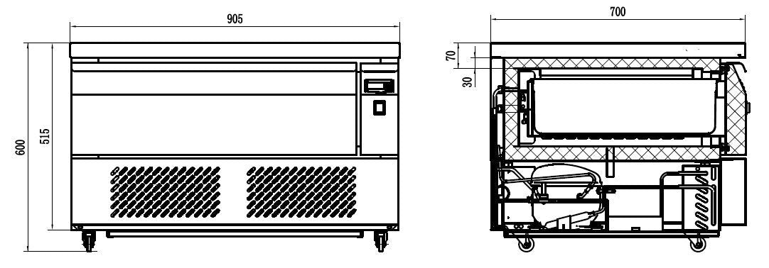 Table réfrigérée/congélateur 1 tiroir 2x 1/1gn inox 78 L 0.24 kW Combisteel - vue 5 - Soubassement Réfrigéré pro CHR - Cuistéo