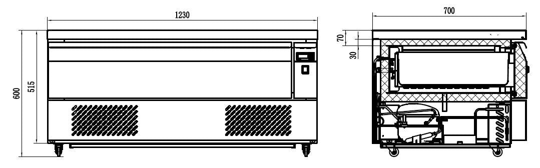 Table réfrigérée/congélateur 1 tiroir 3x 1/1 gn inox 116 L 0.27 kW Combisteel - vue 5 - Soubassement Réfrigéré pro CHR - Cuistéo