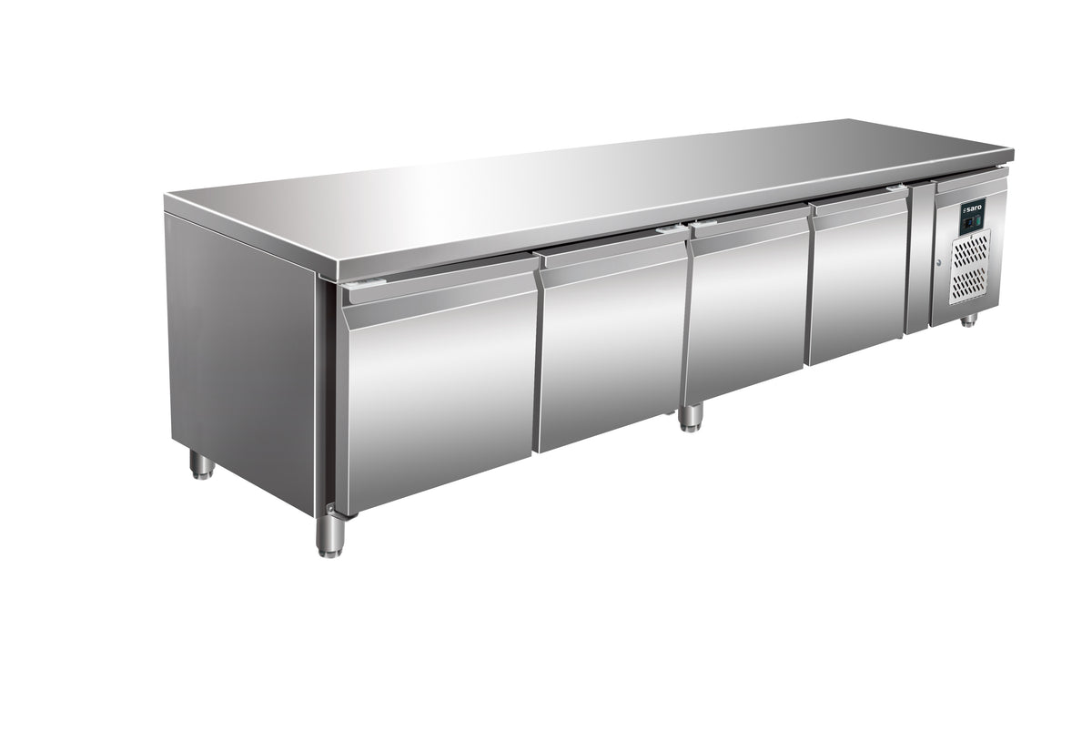 Réfrigérateur Sous-plan - 4 Portes - 420 L - 2/+8°C - R600a - 0.350 kW - UGN 4100 TN inox Saro - Soubassement Réfrigéré professionnel CHR - matériel cuisine pro - Cuistéo