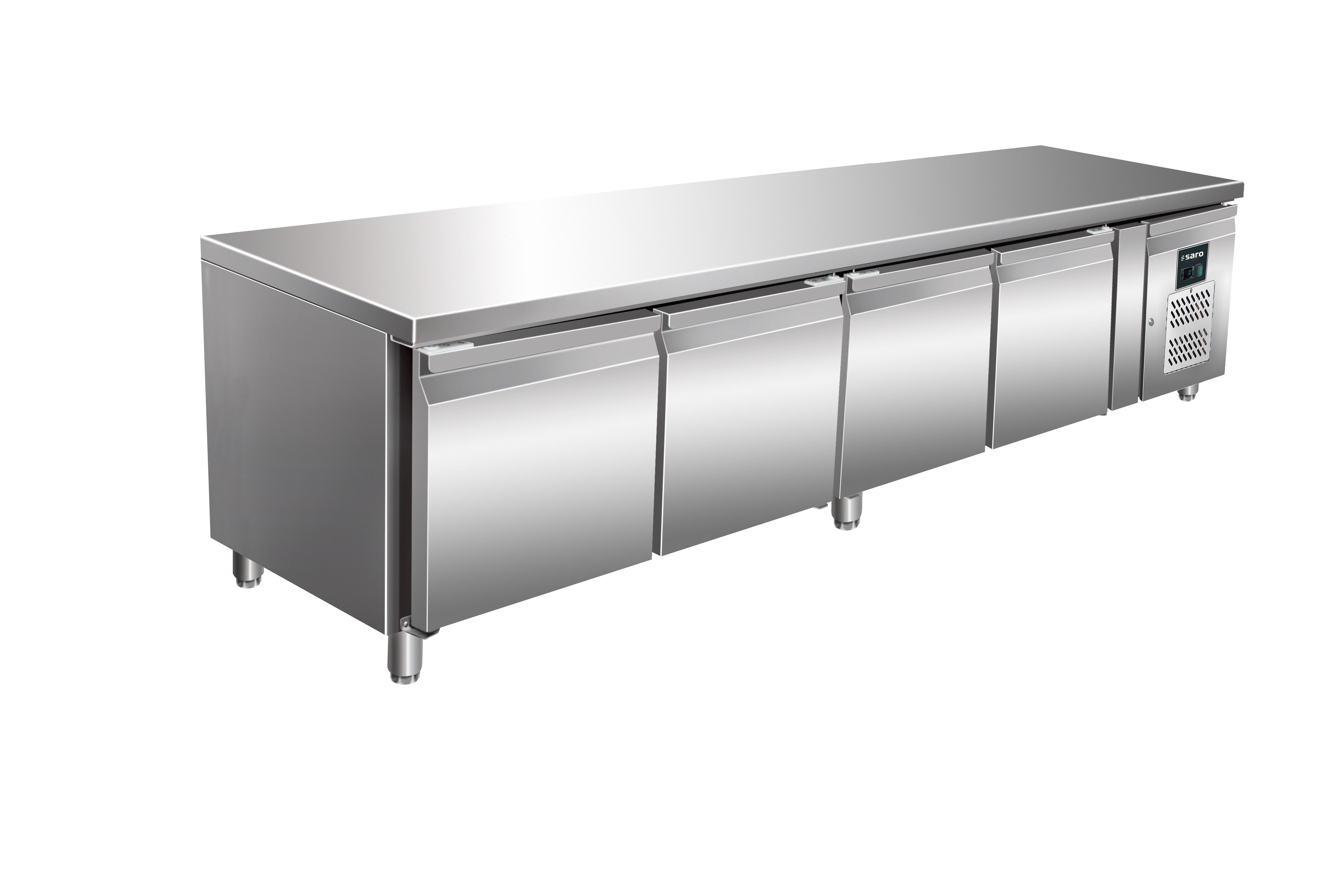 Réfrigérateur Sous-plan - 4 Portes - 420 L - 2/+8°C - R600a - 0.350 kW - UGN 4100 TN inox Saro - Soubassement Réfrigéré professionnel CHR - matériel cuisine pro - Cuistéo