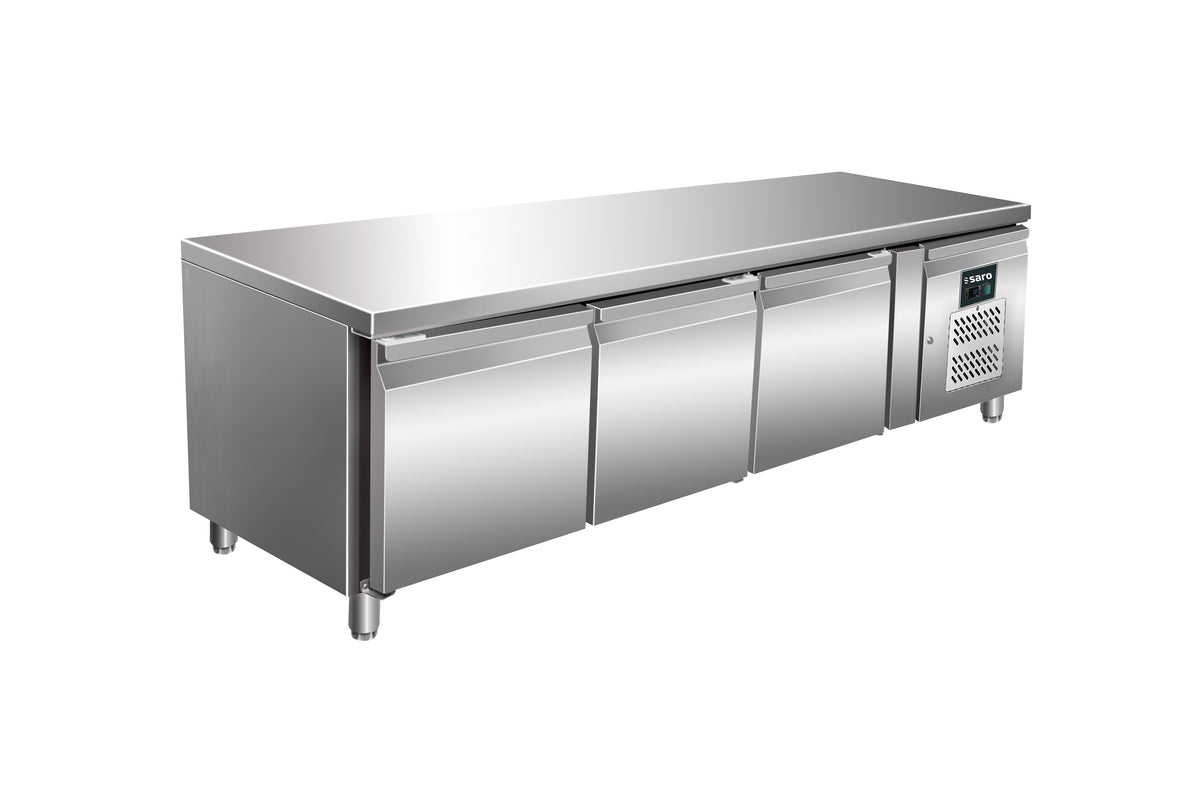 Réfrigérateur Sous-plan - 3 Portes - 317 L - 2/+8°C - R600a - 0.350 kW - UGN 3100 TN inox Saro - Soubassement Réfrigéré professionnel CHR - matériel cuisine pro - Cuistéo