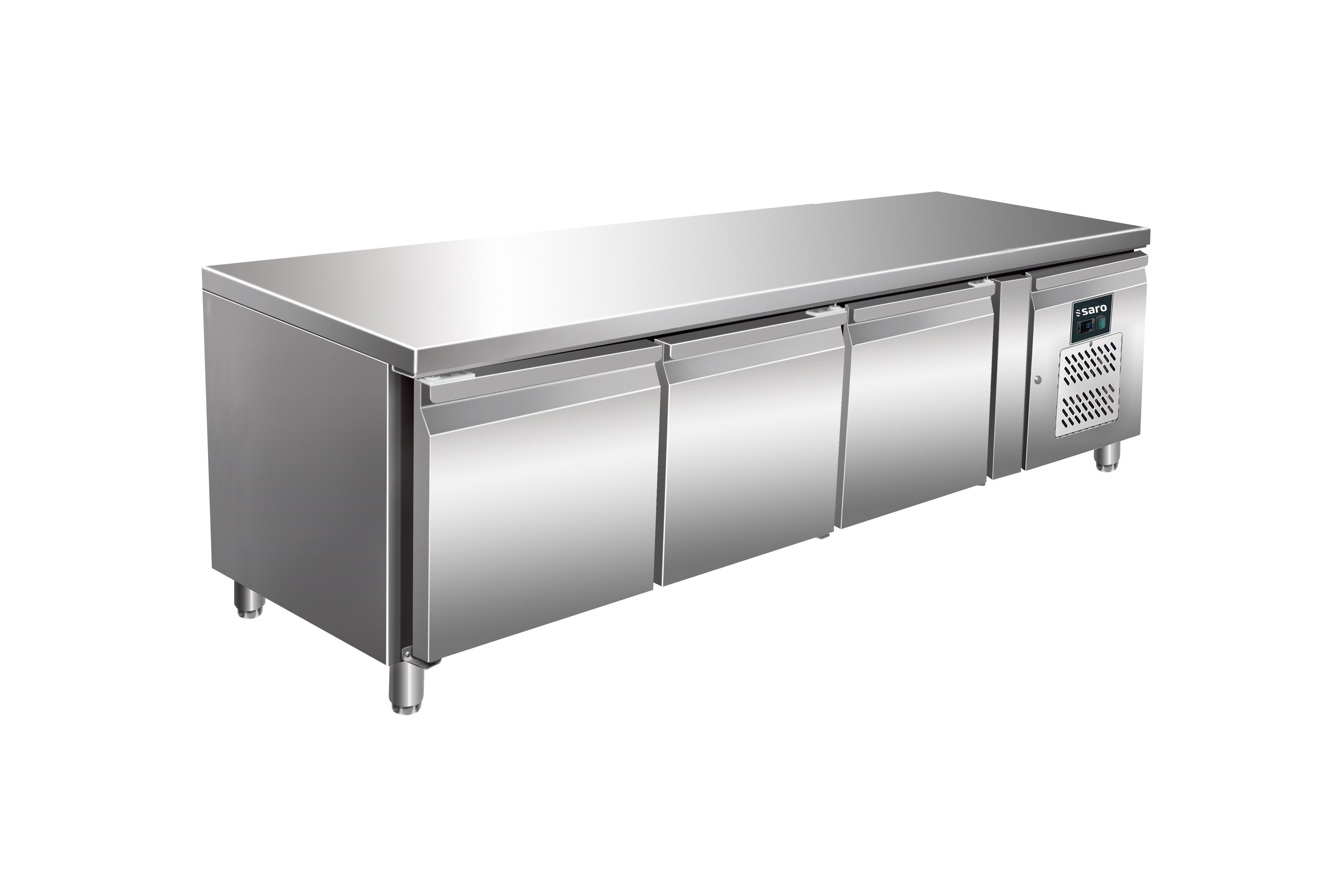Réfrigérateur Sous-plan - 3 Portes - 317 L - 2/+8°C - R600a - 0.350 kW - UGN 3100 TN inox Saro - Soubassement Réfrigéré professionnel CHR - matériel cuisine pro - Cuistéo