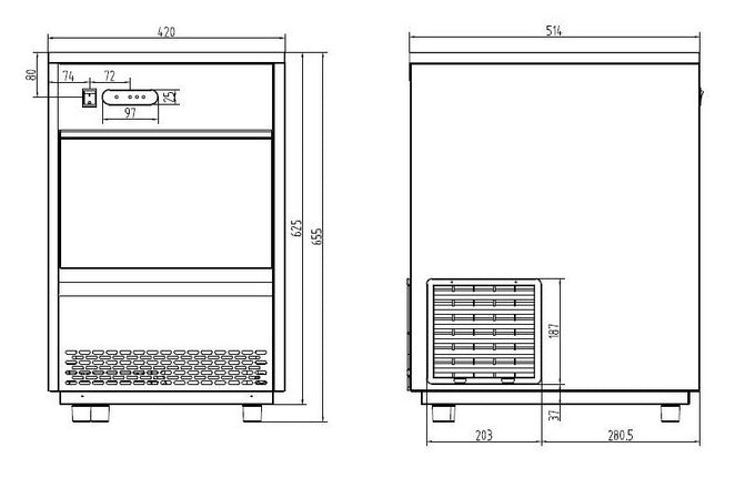 Machine à glaçons 26kg / 24h 420x528x655 mm 6 L 0.22 kW Combisteel - vue 5 - Machine à glaçons creux pro CHR - Cuistéo