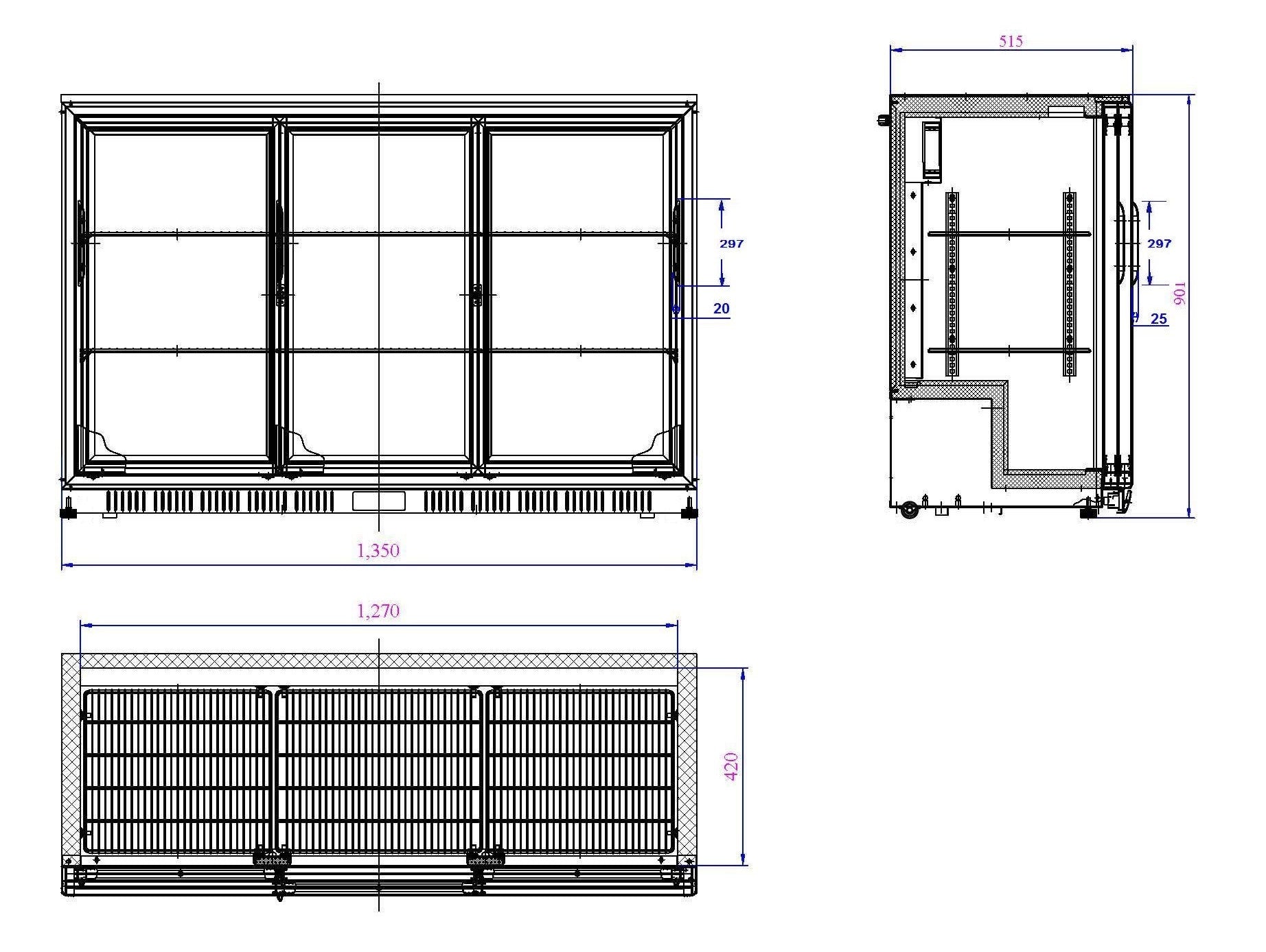 Arrière bar réfrigérée 1350x520x900 mm 330 L 0.265 kW Combisteel - vue 2 - Arrière-bar réfrigéré pro CHR - Cuistéo