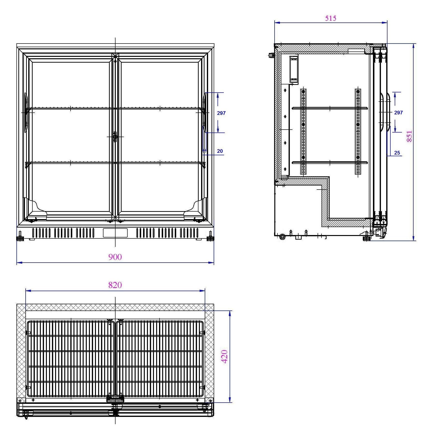 Arrière bar réfrigérée 900x520x850 mm 198 L 0.23 kW Combisteel - vue 2 - Arrière-bar réfrigéré pro CHR - Cuistéo