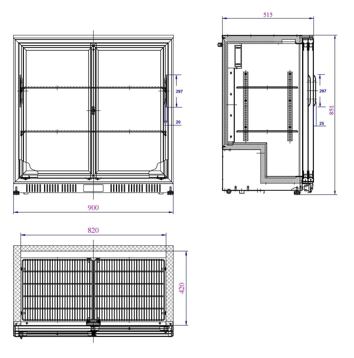Arrière bar réfrigérée 900x520x850 mm 198 L 0.23 kW Combisteel - vue 2 - Arrière-bar réfrigéré pro CHR - Cuistéo