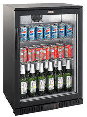 Arrière-bar réfrigéré - 128L - 1 porte - +2/+10°C - LED - 2 grilles - Noir inox 0.18 kW Combisteel - Arrière-bar réfrigéré professionnel CHR - matériel cuisine pro - Cuistéo