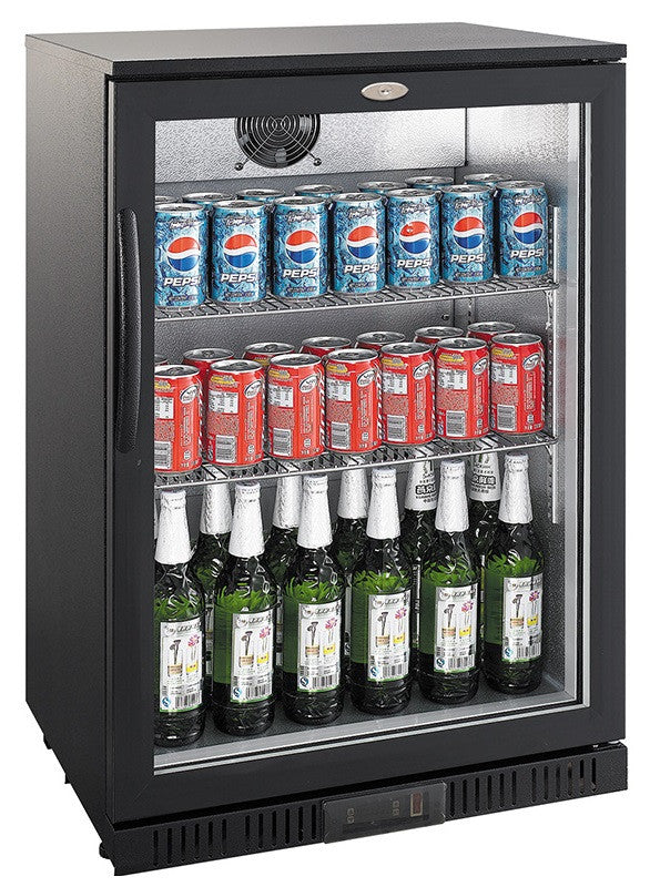 Arrière-bar réfrigéré - 128L - 1 porte - +2/+10°C - LED - 2 grilles - Noir inox 0.18 kW Combisteel - Arrière-bar réfrigéré professionnel CHR - matériel cuisine pro - Cuistéo