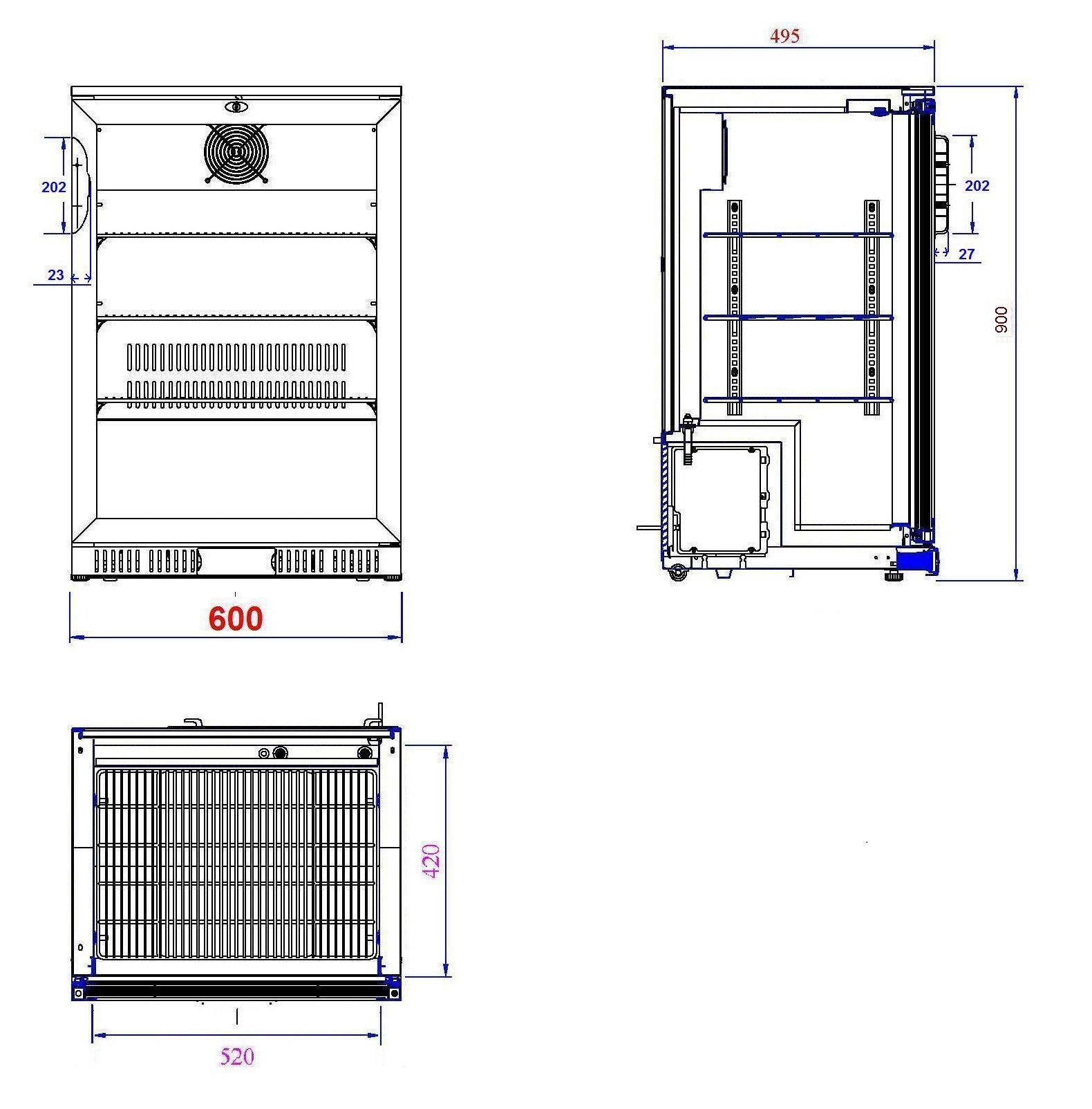 Arrière bar réfrigérée noir 1 porte 600x520x900 mm 138 L 0.18 kW Combisteel - vue 2 - Arrière-bar réfrigéré pro CHR - Cuistéo