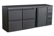 Arrière bar réfrigérée noir 1 porte et 4 tiroirs 2002x513x860 mm 537 L 0.28 kW Combisteel - Arrière-bar réfrigéré professionnel CHR - matériel cuisine pro - Cuistéo