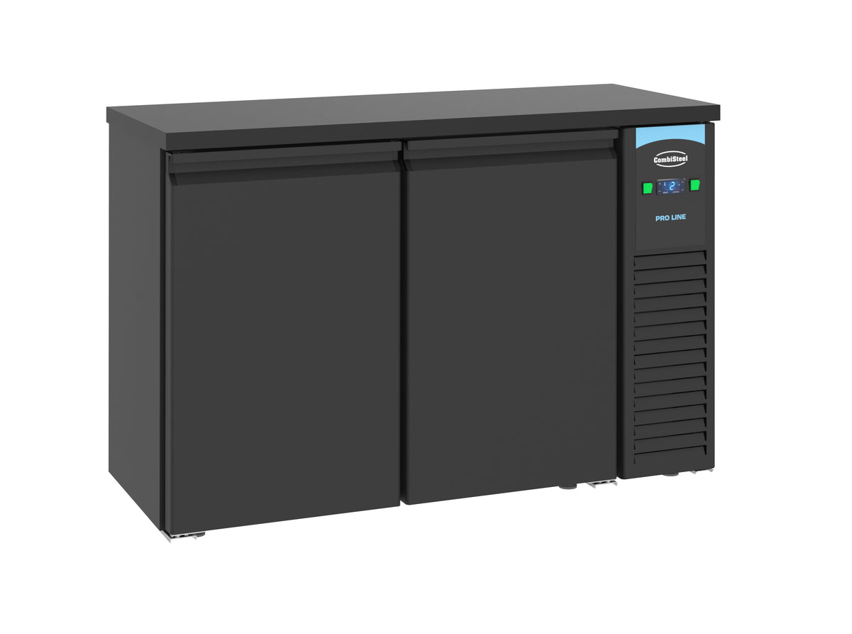 Arrière bar réfrigéré noir 2 portes 1380x550x950 mm 320 L 0.36 kW Combisteel - Arrière-bar réfrigéré professionnel CHR - matériel cuisine pro - Cuistéo