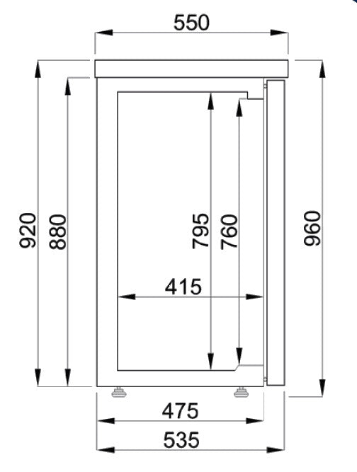 Arrière bar réfrigéré noir 2 portes 1380x550x950 mm 320 L 0.36 kW Combisteel - vue 2 - Arrière-bar réfrigéré pro CHR - Cuistéo