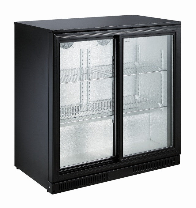 Arrière bar réfrigérée noir 2 portes coulissantes 900x500x900 mm 198 L 0.24 kW Combisteel - Arrière-bar réfrigéré professionnel CHR - matériel cuisine pro - Cuistéo