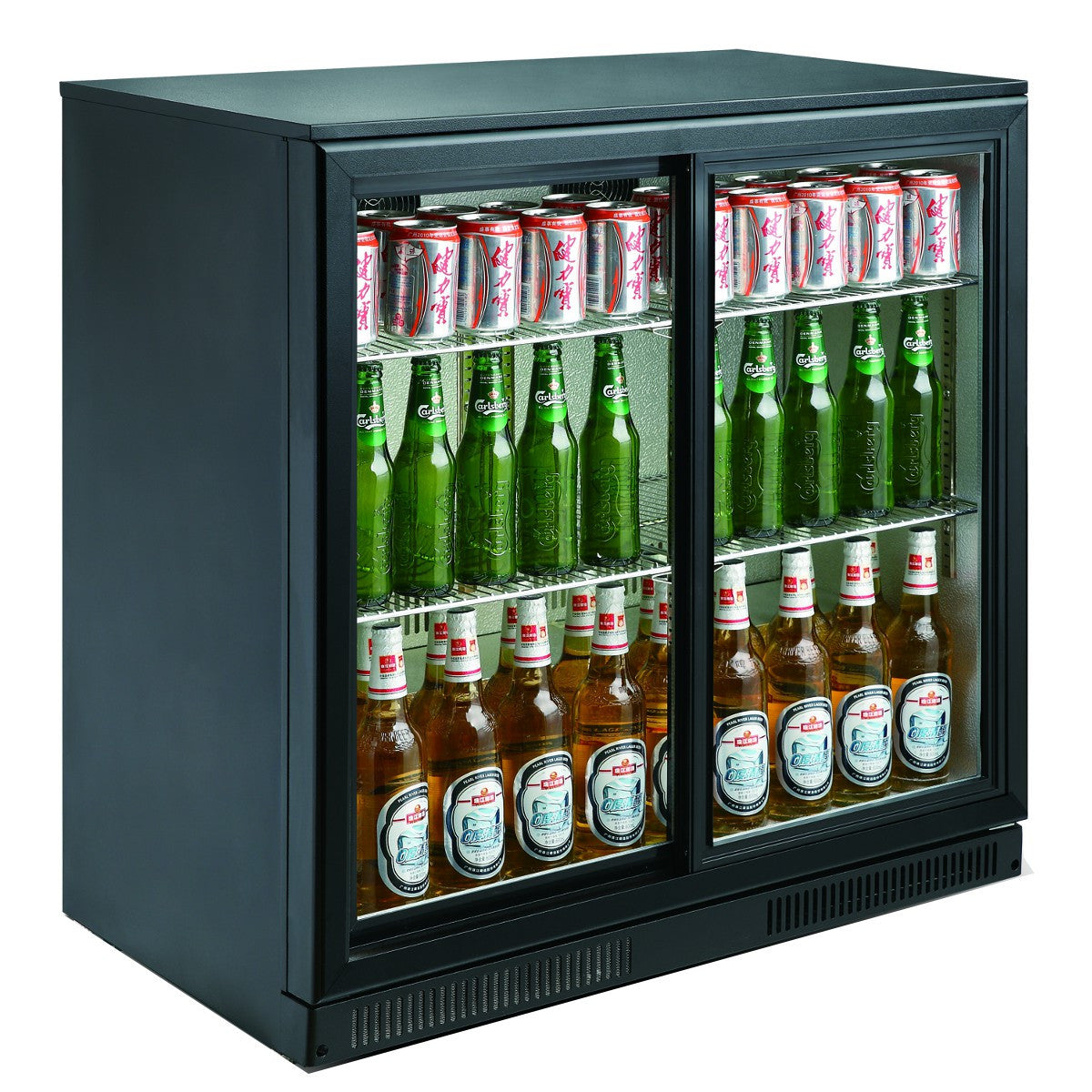 Arrière bar réfrigérée noir 2 portes coulissantes 900x500x900 mm 198 L 0.24 kW Combisteel - vue 2 - Arrière-bar réfrigéré pro CHR - Cuistéo