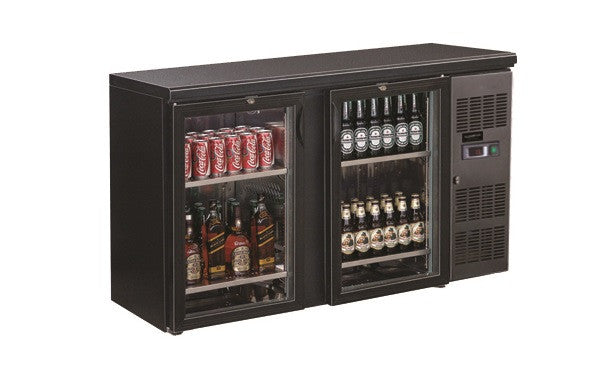 Arrière bar réfrigéré noir 2 portes en verre 1462x535x860 mm 350 L 0.28 kW Combisteel - Arrière-bar réfrigéré professionnel CHR - matériel cuisine pro - Cuistéo