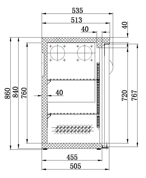 Arrière bar réfrigéré noir 2 portes en verre 1462x535x860 mm 350 L 0.28 kW Combisteel - vue 2 - Arrière-bar réfrigéré pro CHR - Cuistéo