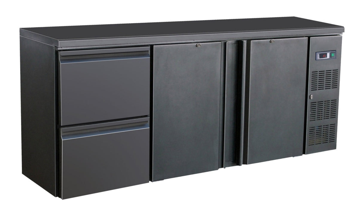 Arrière bar réfrigérée noir 2 portes et 2 tiroirs 2002x513x860 mm 537 L 0.28 kW Combisteel - Arrière-bar réfrigéré professionnel CHR - matériel cuisine pro - Cuistéo