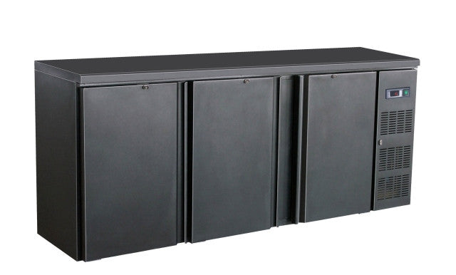 Arrière bar réfrigéré noir 3 portes 2002x513x860 mm 537 L 0.28 kW Combisteel - Arrière-bar réfrigéré professionnel CHR - matériel cuisine pro - Cuistéo