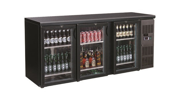 Arrière bar réfrigéré noir 3 portes en verre 2002x535x860 mm 537 L 0.28 kW Combisteel - Arrière-bar réfrigéré professionnel CHR - matériel cuisine pro - Cuistéo
