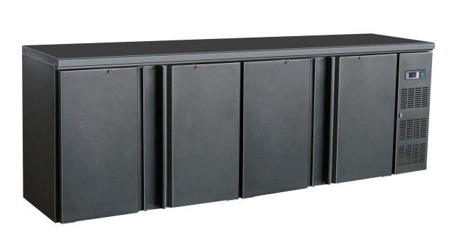 Arrière bar réfrigéré noir 4 portes 2542x513x860 mm 698 L 0.44 kW Combisteel - Arrière-bar réfrigéré professionnel CHR - matériel cuisine pro - Cuistéo