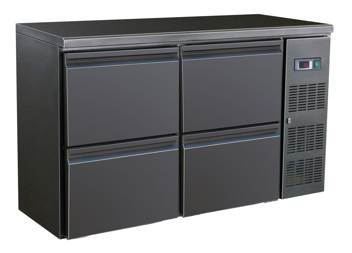 Arrière bar réfrigérée noir 4 tiroirs 1462x513x860 mm 350 L 0.28 kW Combisteel - Arrière-bar réfrigéré professionnel CHR - matériel cuisine pro - Cuistéo