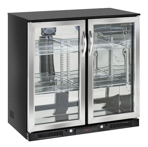 Arrière bar réfrigérée 2 portes vitrées BBA 218 - Cool Head 900x500x900 mm 228 L 160 W Coolhead - Arrière-bar réfrigéré professionnel CHR - matériel cuisine pro - Cuistéo