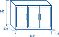Arrière bar réfrigérée 3 portes vitrées BBA 348 - Cool Head 1335x500x900 mm 338 L 215 W Coolhead - vue 7 - Arrière-bar réfrigéré pro CHR - Cuistéo