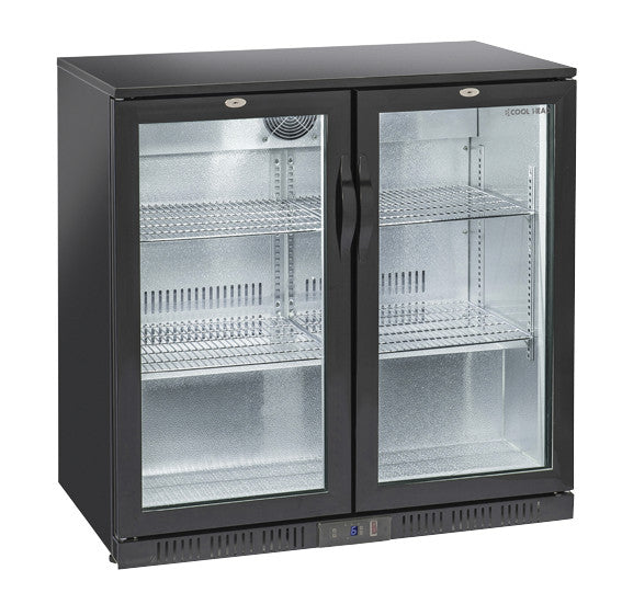 Arrière-bar réfrigéré - 201 L - 2 portes vitrées - 4 étagères chromées - LED - Thermostat numérique - Cool Head 230 W Coolhead - Arrière-bar réfrigéré professionnel CHR - matériel cuisine pro - Cuistéo