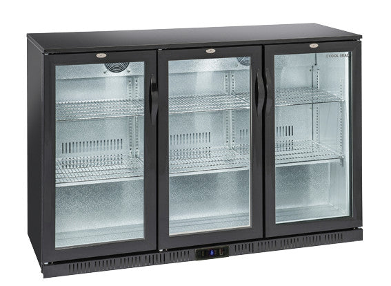 Arrière-bar réfrigéré - 320 L - 3 portes vitrées - 6 étagères chromées - LED - Thermostat numérique - Cool Head 240 W Coolhead - Arrière-bar réfrigéré professionnel CHR - matériel cuisine pro - Cuistéo