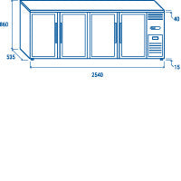 Comptoir arrière bar QBG 400 - Cool Head 2540x535x860 mm 618 L 456 W Coolhead - vue 11 - Arrière-bar réfrigéré pro CHR - Cuistéo