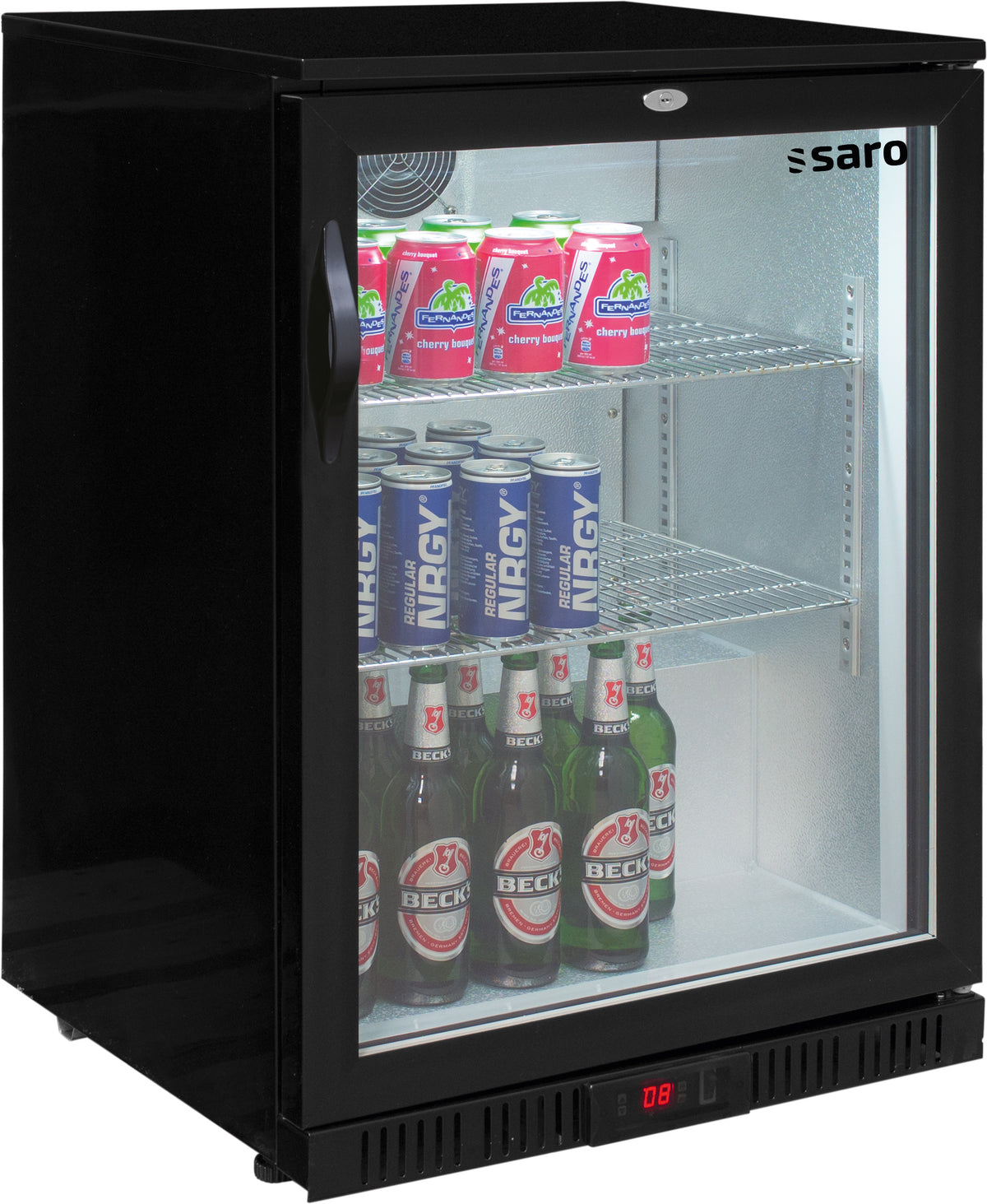Arrière-bar réfrigéré - 1 porte vitrée - 128L inox Saro - Arrière-bar réfrigéré professionnel CHR - matériel cuisine pro - Cuistéo