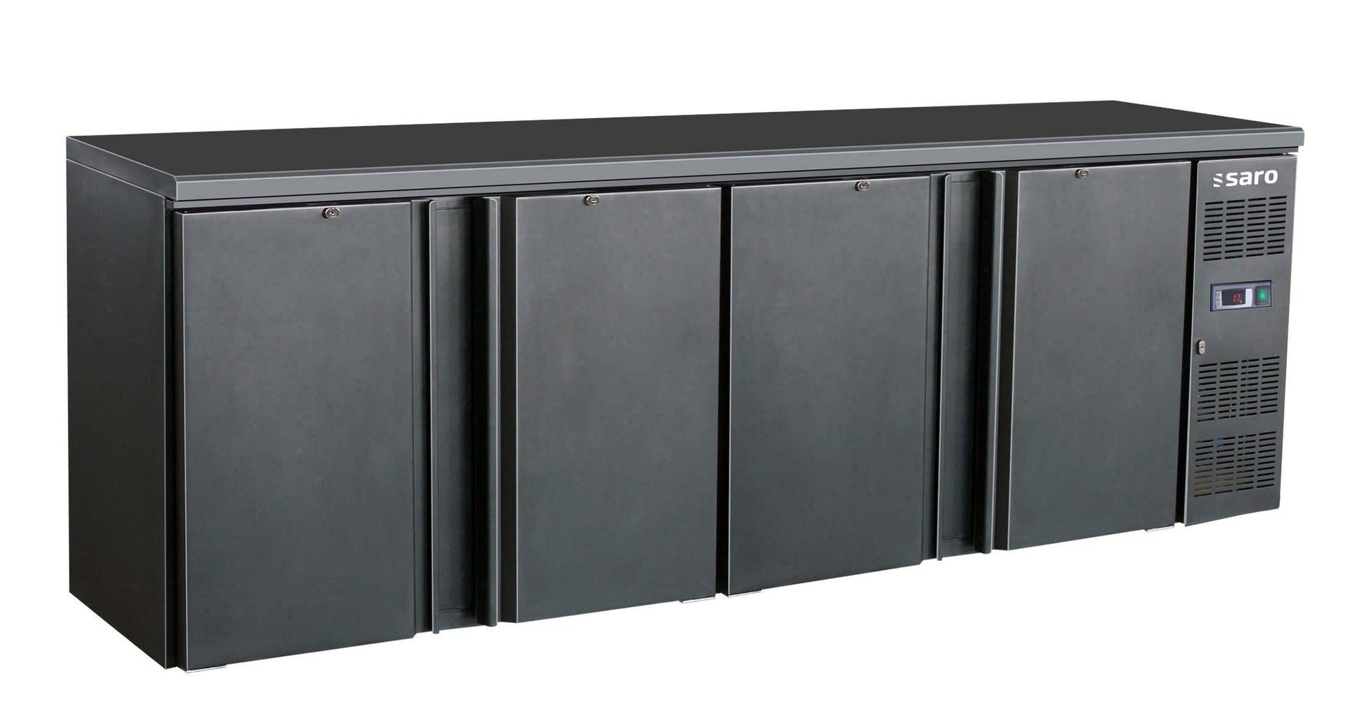Arrière-bar réfrigéré - 4 portes - 598L - Noir inox Saro - Arrière-bar réfrigéré professionnel CHR - matériel cuisine pro - Cuistéo