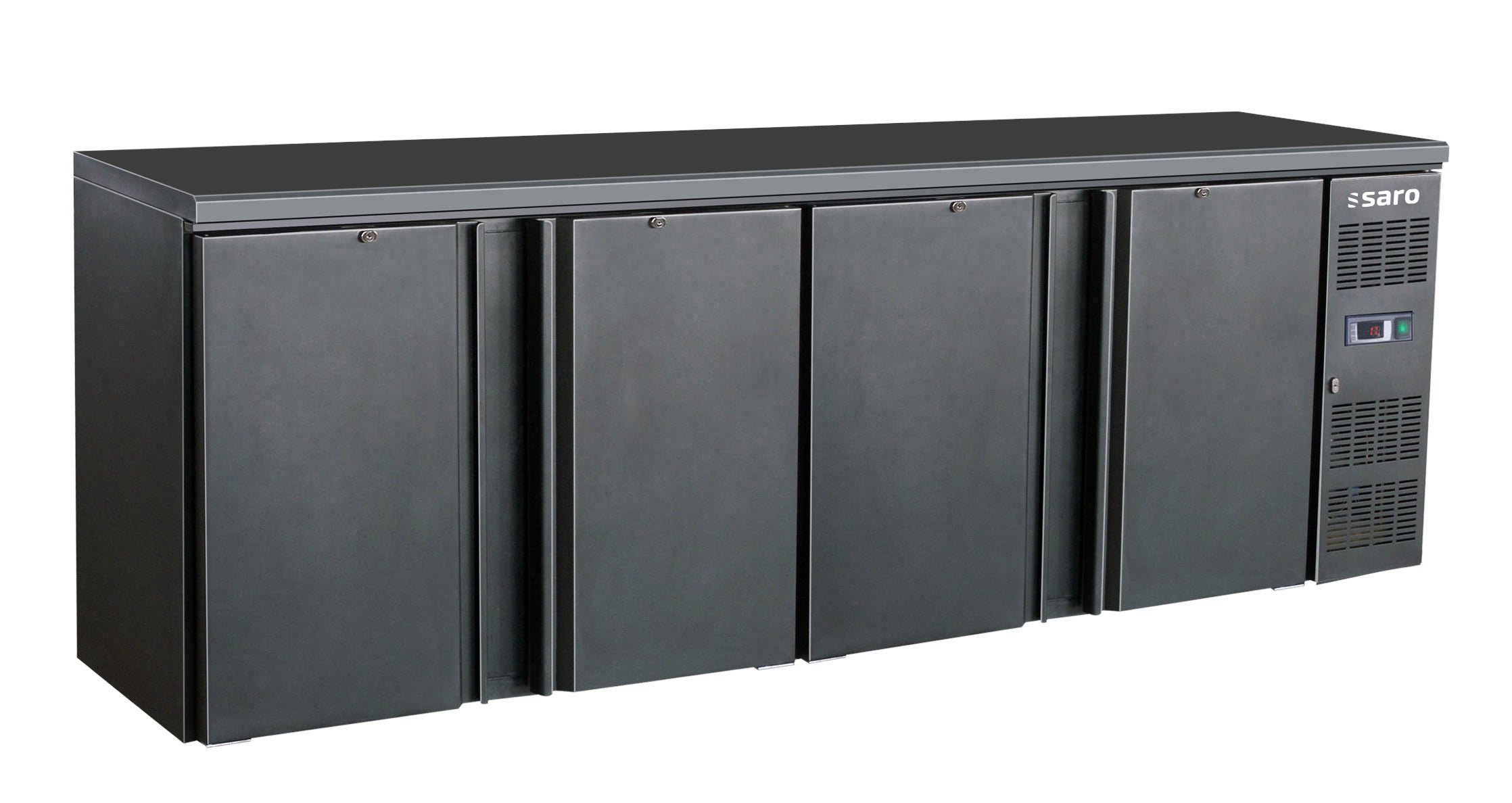 Arrière-bar réfrigéré - 4 portes - 598L - Noir inox Saro - Arrière-bar réfrigéré professionnel CHR - matériel cuisine pro - Cuistéo
