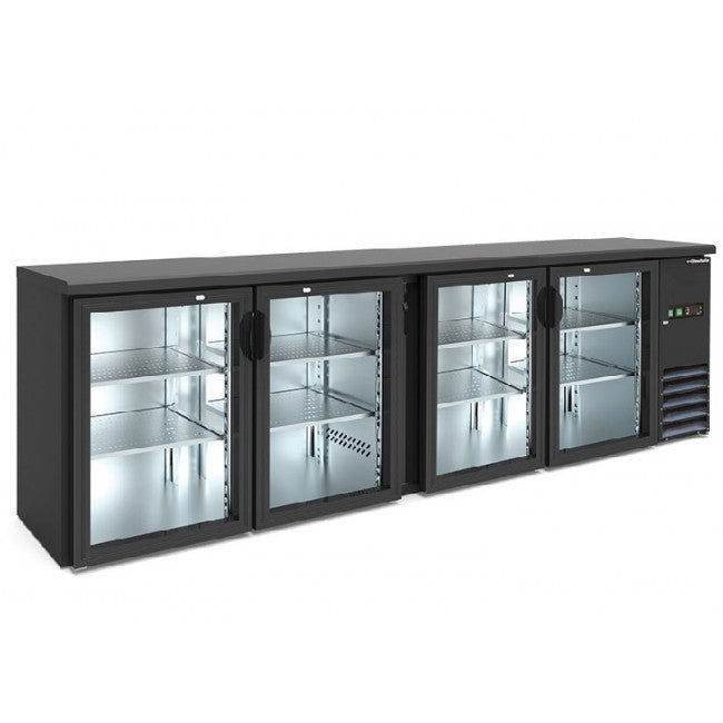 Table réfrigérée à ventilation arrière avec portes en verre modèle BB400GD - KlimaItalia