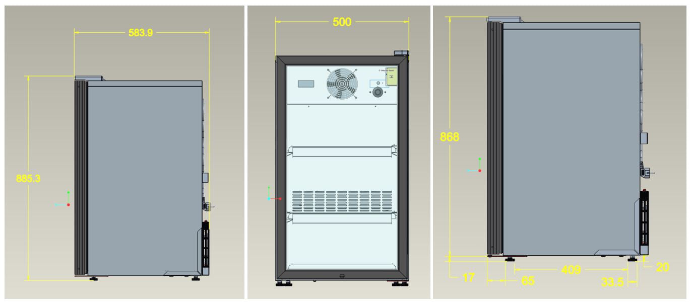 Réfrigérateur posable porte en verre 136l noir 500x585x885 mm 0.145 kW Combisteel - vue 2 - Armoire à boissons pro CHR - Cuistéo