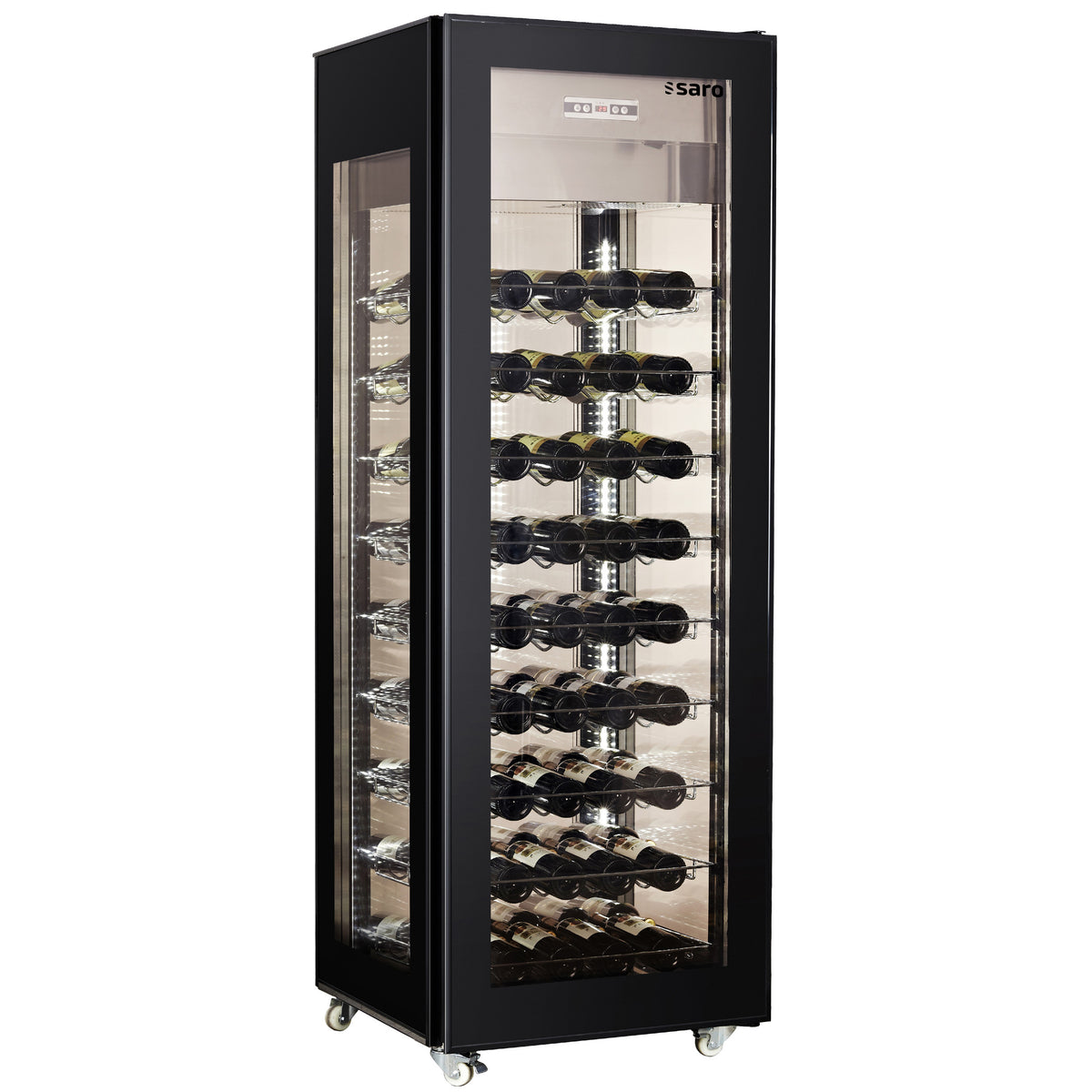 Cave à vin - 81 bouteilles - Chrome - LED 400 L Saro - Cave à Vin professionnel CHR - matériel cuisine pro - Cuistéo
