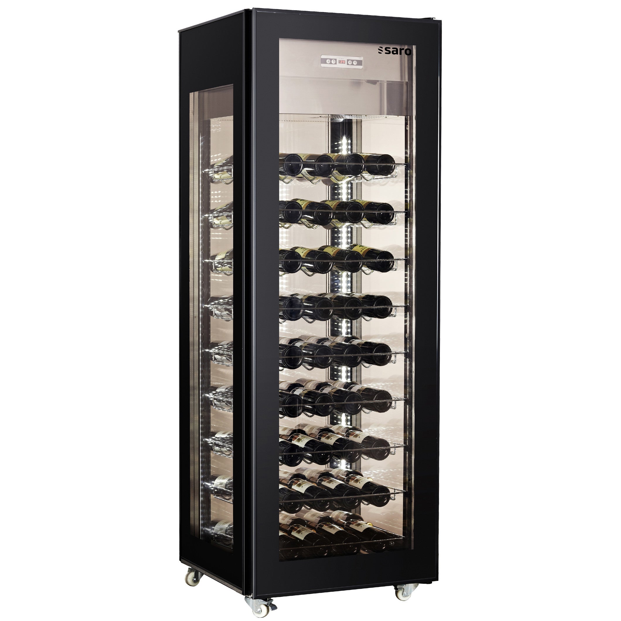 Cave à vin - 81 bouteilles - Chrome - LED 400 L Saro - Cave à Vin professionnel CHR - matériel cuisine pro - Cuistéo