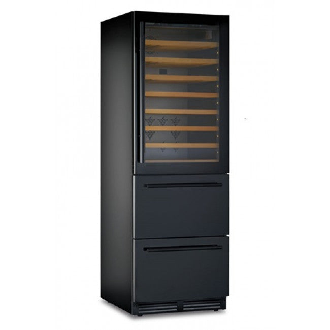 Cave à vin ventilée 72 bouteilles compartiment supérieur et 69 compartiment inférieur Modèle DW190BLACK - KlimaItalia