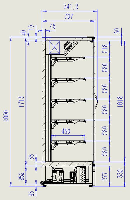 Chambre froide murale marco 1935x740x2010 mm 1147 L 0.98 kW Combisteel - vue 2 - Vitrine réfrigérée murale pro CHR - Cuistéo