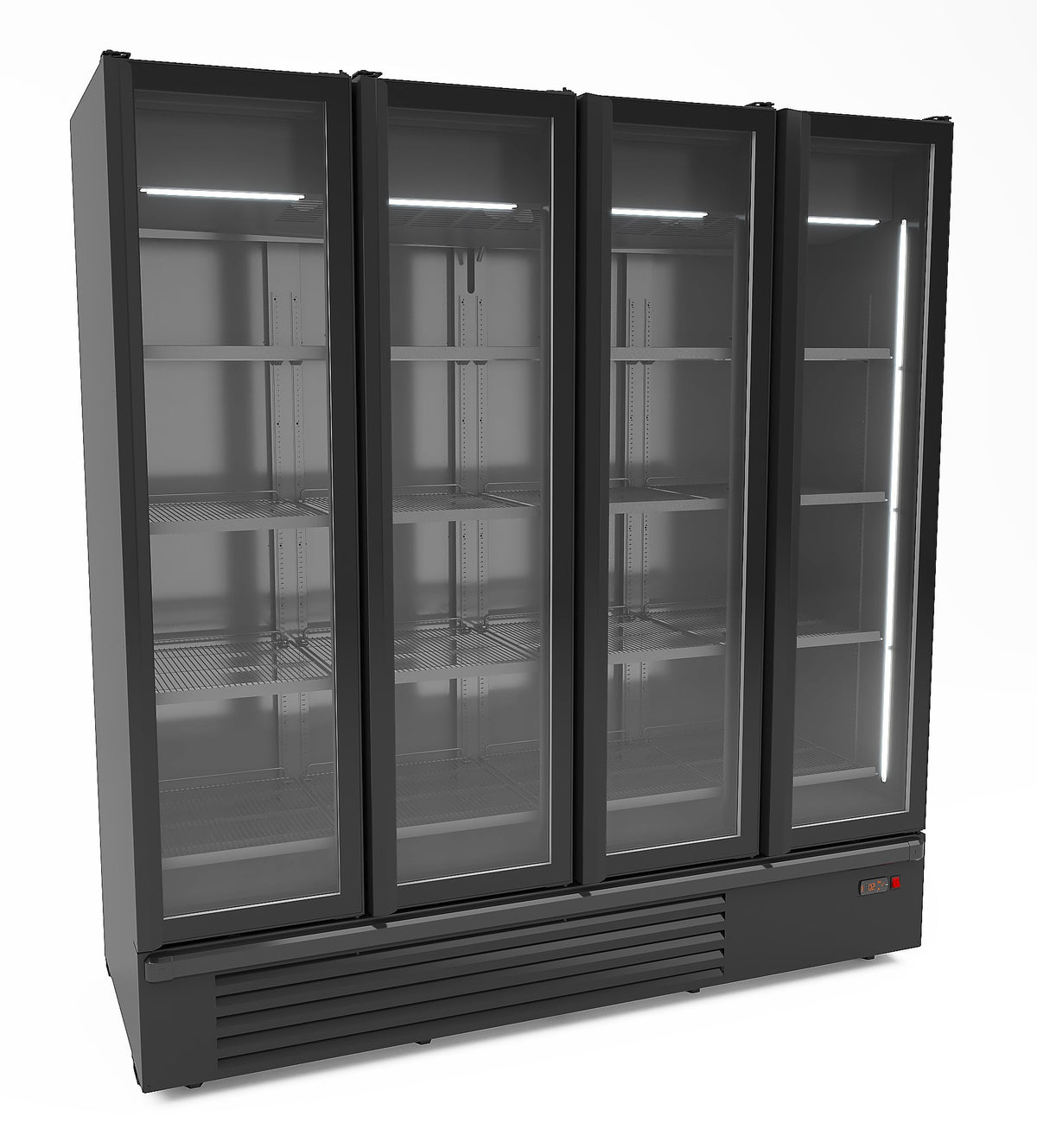 Réfrigérateur 1850l 4 portes en verre noir avec étagères inox 1910x790x2140 mm Combisteel - Vitrine réfrigérée murale professionnel CHR - matériel cuisine pro - Cuistéo