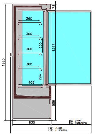 Vitrine froide murale 2 portes 1310x665x1920 mm 1.52 kW Combisteel - vue 2 - Vitrine réfrigérée murale pro CHR - Cuistéo