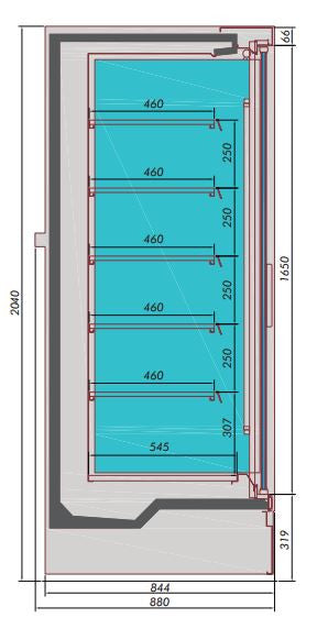 Vitrine froide murale noire 1935x865x2000 mm 0.44 kW Combisteel - vue 2 - Vitrine réfrigérée murale pro CHR - Cuistéo