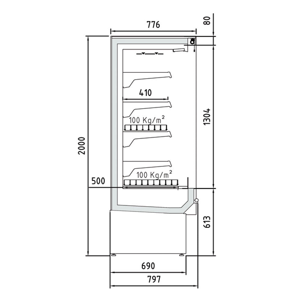 Armoire réfrigérée libre service ventilé + groupe-3 portes batt. - Diamond