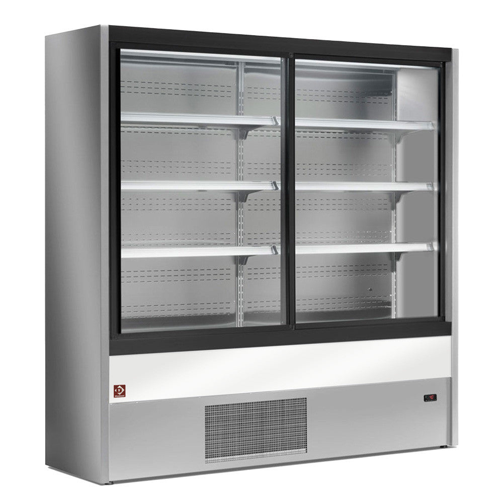 Armoire ventilée réfrigérée libre service avec portes coulissantes gris / blanc - Diamond