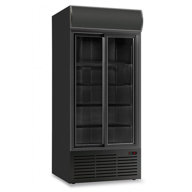 Armoire réfrigérée ventilée 2 portes avec tiroir rétro-éclairé Modèle CL113TCSLBLACK - KlimaItalia