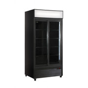 Armoire réfrigérée - 2 portes vitrées - 534 L - Ventilée - Noire - LED vertical - 8 étagères - KlimaItalia