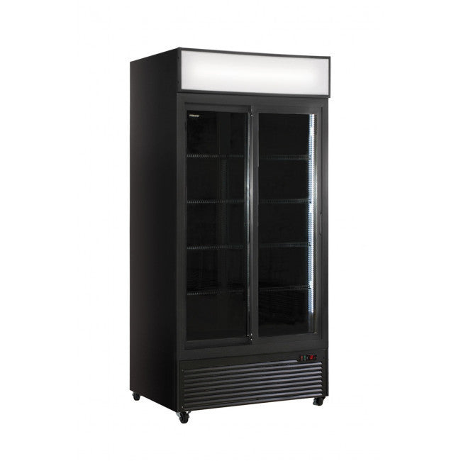 Armoire réfrigérée - 2 portes vitrées - 534 L - Ventilée - Noire - LED vertical - 8 étagères - KlimaItalia